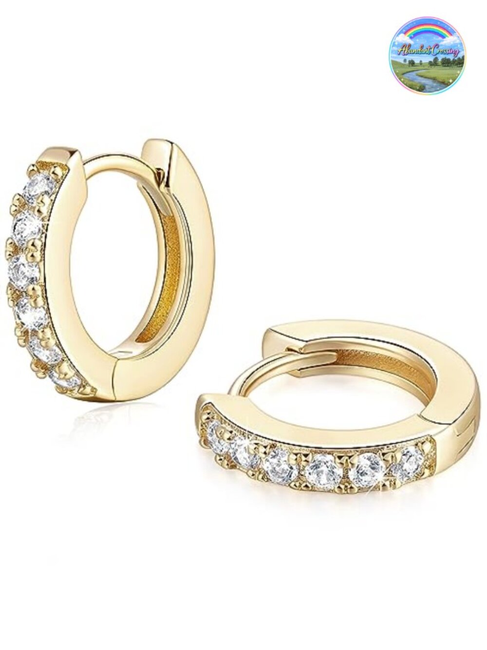 14K Gold Plated Huggie Hoop Earrings for Women with Cubic Zirconia